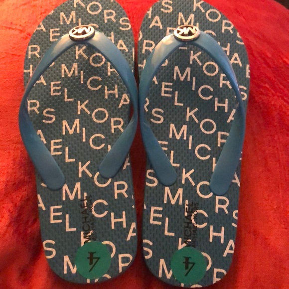 NWOT Michael Kors Turquoise Flip-flops - Picture 2 of 4